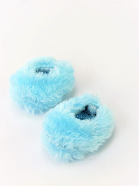 DCS08 Blue Fuzzy Slippers for 18-Inch Dolls - American Fashion World
