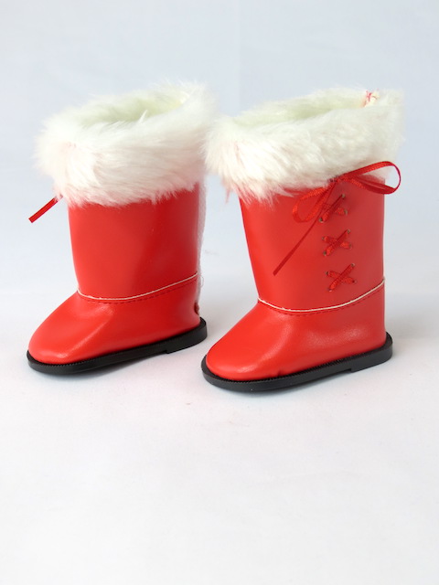 Red Snow Boots with White Fur #05091 - American Fashion World